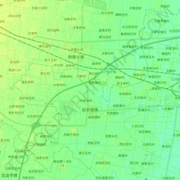 Mapa topográfico 赵家圈镇, altitude, relevo