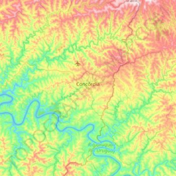Mapa topográfico Concórdia, altitude, relevo