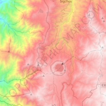 Mapa topográfico Chugchillan, altitude, relevo