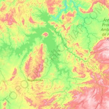 Mapa topográfico Lago de Serra da Mesa, altitude, relevo