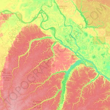 Mapa topográfico Uarini, altitude, relevo