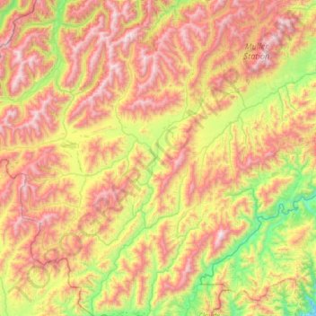 Mapa topográfico Acheron River (Malborough), altitude, relevo