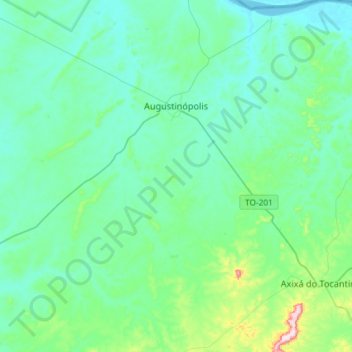 Mapa topográfico Augustinópolis, altitude, relevo