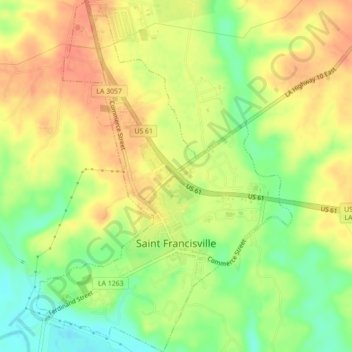 Mapa topográfico St. Francisville, altitude, relevo