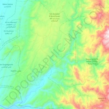 Mapa topográfico Sidi Abdallah El Bouchouari, altitude, relevo