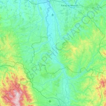 Mapa topográfico Canal de Roanne à Digoin, altitude, relevo