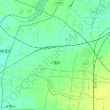 Mapa topográfico 北格镇, altitude, relevo