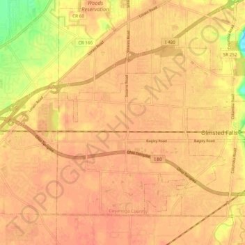Mapa topográfico Olmsted Township, altitude, relevo