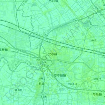 Mapa topográfico 安亭镇, altitude, relevo