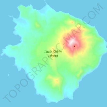 Mapa topográfico Little Sitkin Island, altitude, relevo