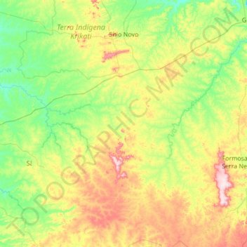 Mapa topográfico Sítio Novo, altitude, relevo