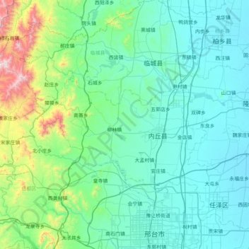 Mapa topográfico 内丘县, altitude, relevo