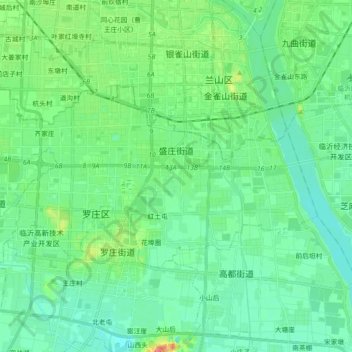 Mapa topográfico 盛庄街道, altitude, relevo