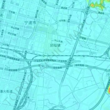 Mapa topográfico 邱隘镇, altitude, relevo