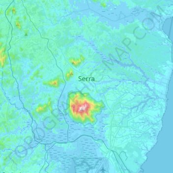 Mapa topográfico Serra, altitude, relevo
