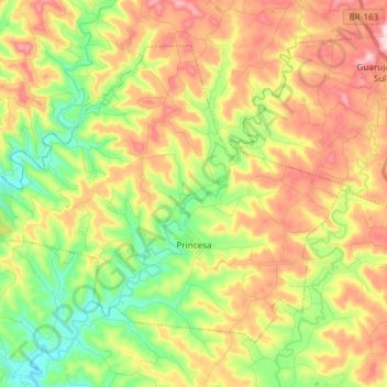 Mapa topográfico Princesa, altitude, relevo