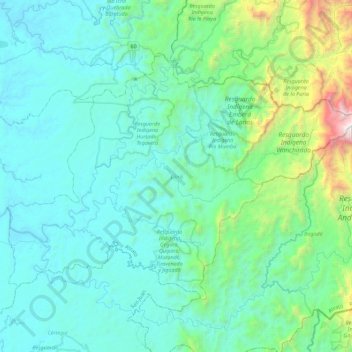 Mapa topográfico Lloró, altitude, relevo