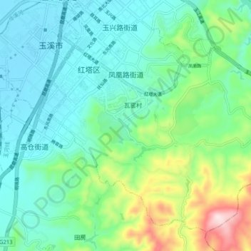 Mapa topográfico 凤凰路街道, altitude, relevo