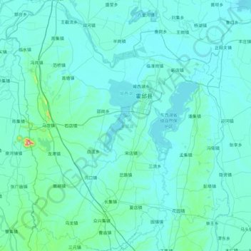 Mapa topográfico 霍邱县, altitude, relevo