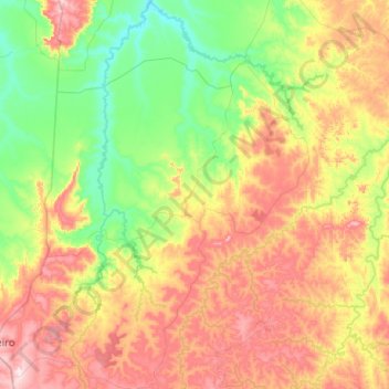 Mapa topográfico Olhos D'Água do Oeste, altitude, relevo