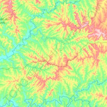 Mapa topográfico Água Azul, altitude, relevo