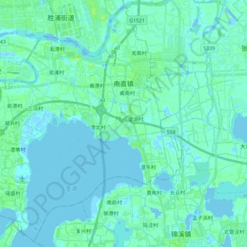 Mapa topográfico 甪直镇, altitude, relevo