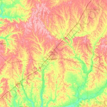 Mapa topográfico Conecuh County, altitude, relevo