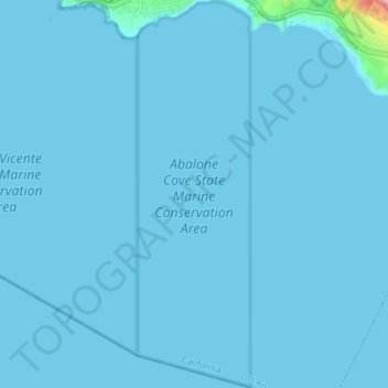 Mapa topográfico Abalone Cove State Marine Conservation Area, altitude, relevo