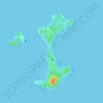 Mapa topográfico Ilha de Paquetá, altitude, relevo