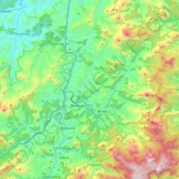 Mapa topográfico Itaipava, altitude, relevo