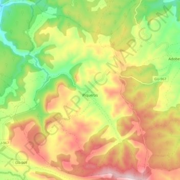 Mapa topográfico Piqueras, altitude, relevo