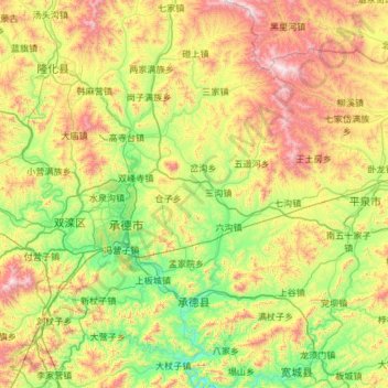 Mapa topográfico Chengde County, altitude, relevo