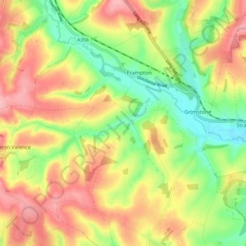 Mapa topográfico Frampton, altitude, relevo