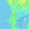 Mapa topográfico Kuta, altitude, relevo