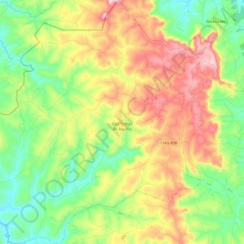 Mapa topográfico São Tomás de Aquino, altitude, relevo