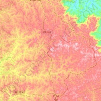 Mapa topográfico Ressaquinha, altitude, relevo