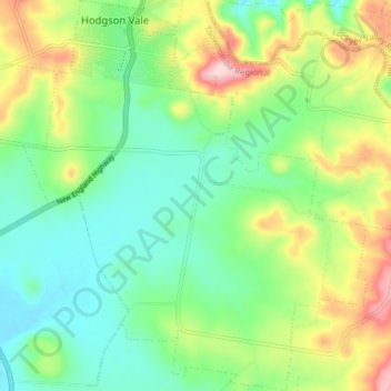 Mapa topográfico Hodgson Vale, altitude, relevo