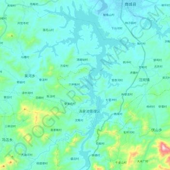 Mapa topográfico 鲇鱼山水库, altitude, relevo