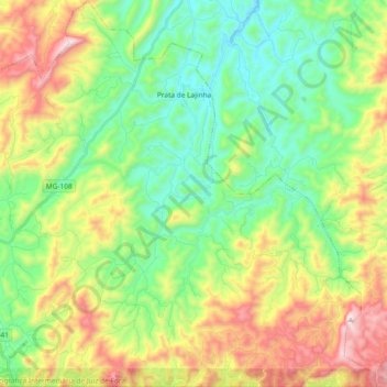 Mapa topográfico Prata de Lajinha, altitude, relevo