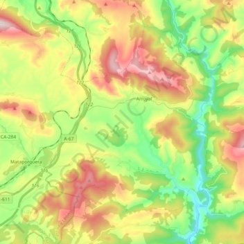 Mapa topográfico Valdeprado del Río, altitude, relevo