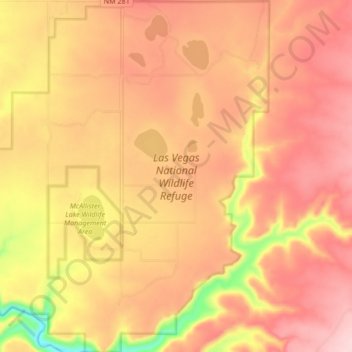 Mapa topográfico Las Vegas National Wildlife Refuge, altitude, relevo