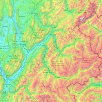Mapa topográfico Savoie, altitude, relevo