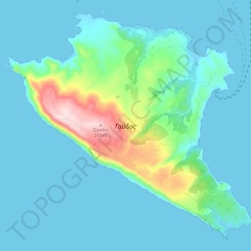 Mapa topográfico Gavdos, altitude, relevo