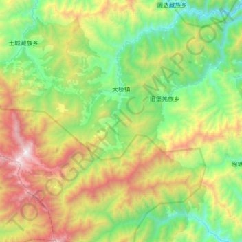 Mapa topográfico 大桥镇, altitude, relevo