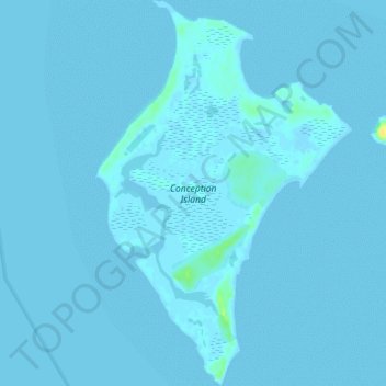 Mapa topográfico Conception Island, altitude, relevo