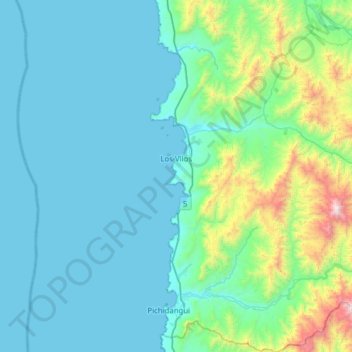 Mapa topográfico Los Vilos, altitude, relevo