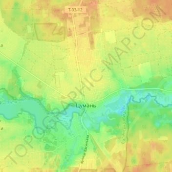 Mapa topográfico Цумань, altitude, relevo