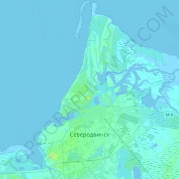 Mapa topográfico Северодвинск, altitude, relevo