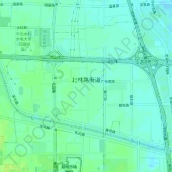 Mapa topográfico 北林路街道, altitude, relevo