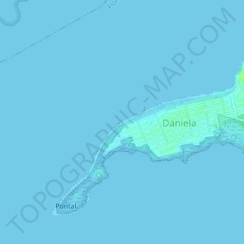 Mapa topográfico Praia da Daniela, altitude, relevo